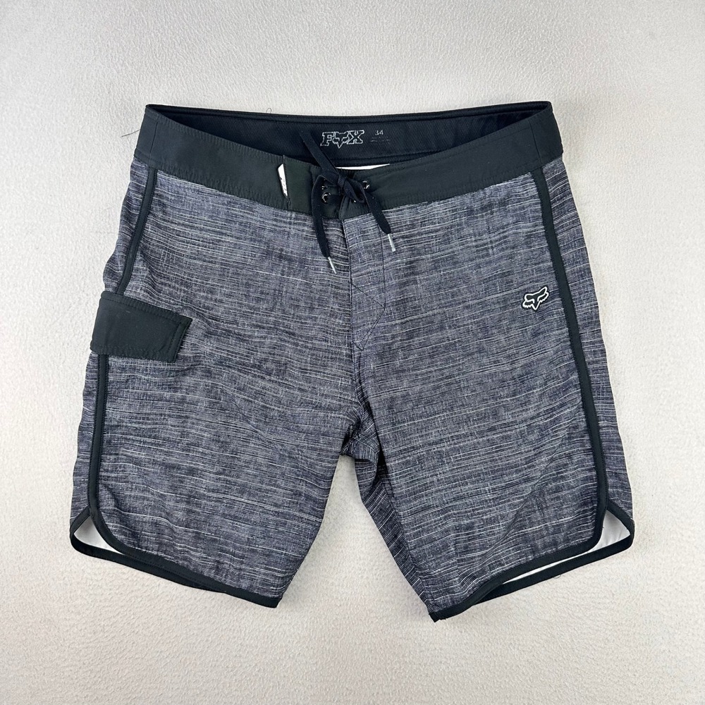 Fox Racing Board Shorts Mens 34 Black White Heathered Surfing Swim Trunks Pocket